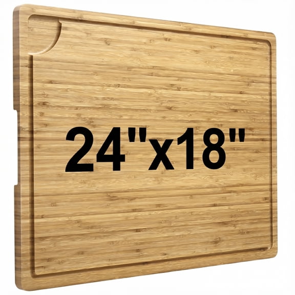 24" x 18" Bamboo Cutting Board – Reversible Butcher Block with Deep Juice Groove