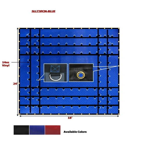 24' x 18' Flatbed Truck 14 Oz Superlight Steel Tarp with 8 FT Drop - Blue Heavy Duty Vinyl Waterproof Tarp for Trailers to Protect Cargo from Wind, Rain, Snow and Sun