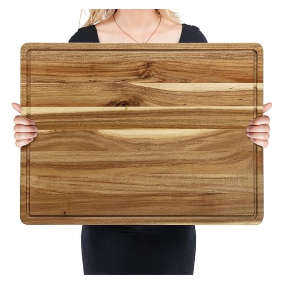 24 x 18 Inch Large Wood Cutting Board, Reversible Wooden Butcher Block Cutting Board with Juice , Carving Board for Meat, Turkey, Charcuterie