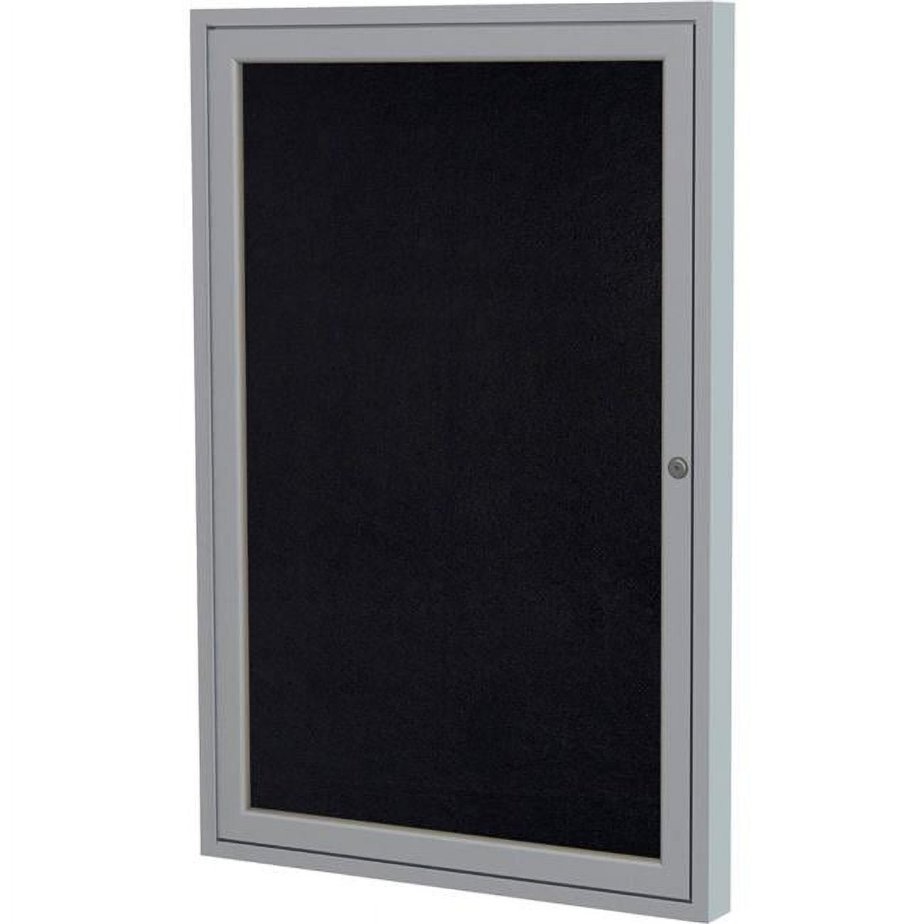 24 x 18 in. 1 Door Black Recycled Rubber Bulletin Board with Silver
