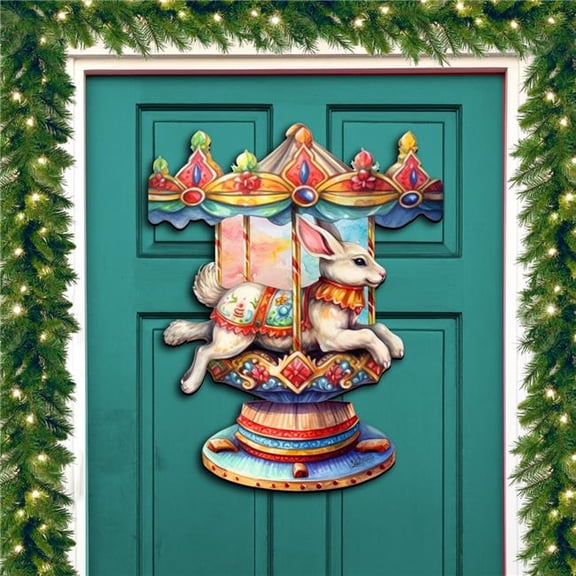 24 x 18 in. Carousel Bunny Holiday Christmas Door Decor