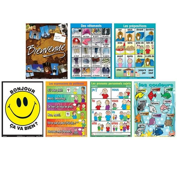24 x 18 in. French Essential Classroom Posters - Set of 2