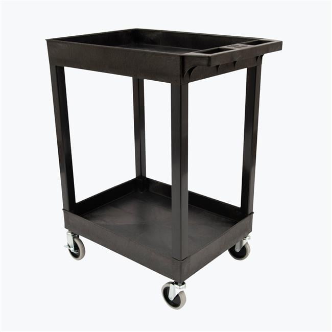 Black High-Density Polyethylene 2-Shelf Utility Cart