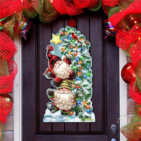 24 x 18 in. Trimming the Tree Holiday Door Decor