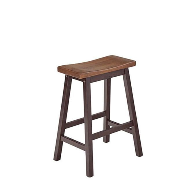 Kenny 24" Walnut and Chocolate Wood Counter Stools, Set of 2
