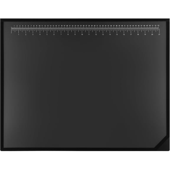 24" x 19" Black Desk Pads Desktop Organizer with Clear Overlay Mat Metric and English Rulers on for Office Home (Ruler)