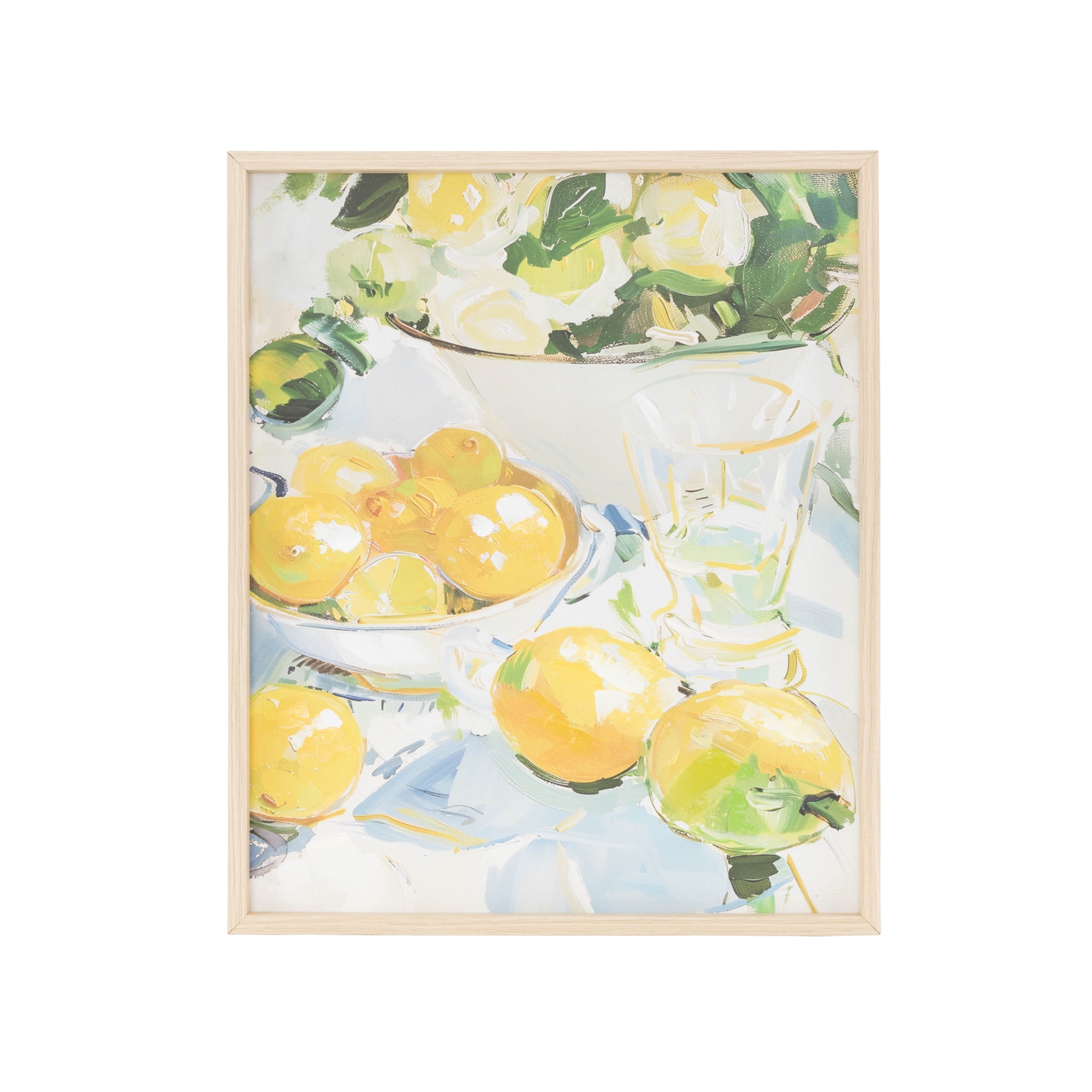 24" x 20" Lemon Fruit Framed Wall Art with Light Brown Frame, by DecMode