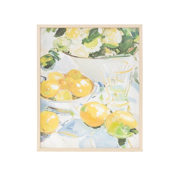 24" x 20" Lemon Fruit Framed Wall Art with Light Brown Frame, by DecMode