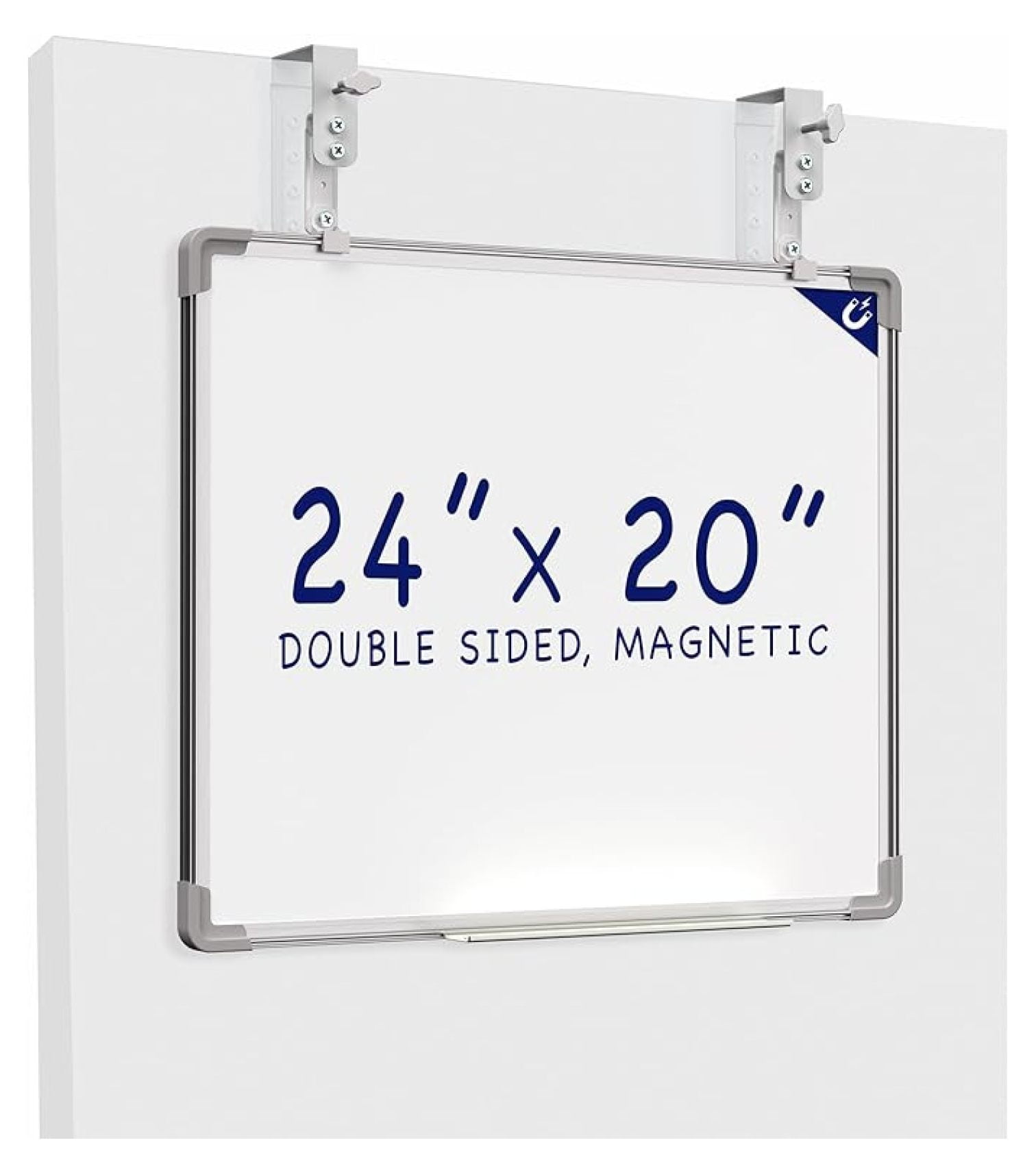 24 x 20 inch Whiteboard with Metal Hook Mounting System for Door and  Cubicle Wall Hanging, Dry Erase Board for Dorm, Home, or Office, PP-WB02, image size:1512x1712
