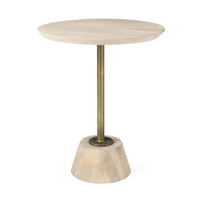 Light Blond Pedestal Table With Gold Detailing Light Blond Pedestal Table With Gold Detailing
