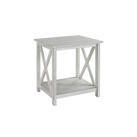 24 x 22 x 22 in. 1 Open Shelf Wooden End Table with X-Shaped Accents, White