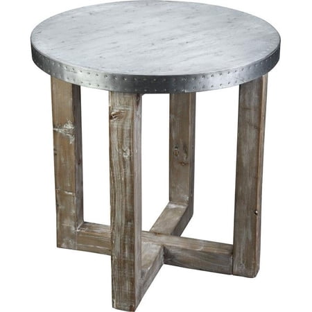 24 x 23.5 x 23.5 in. Murray Side Table in Natural & Zinc Top