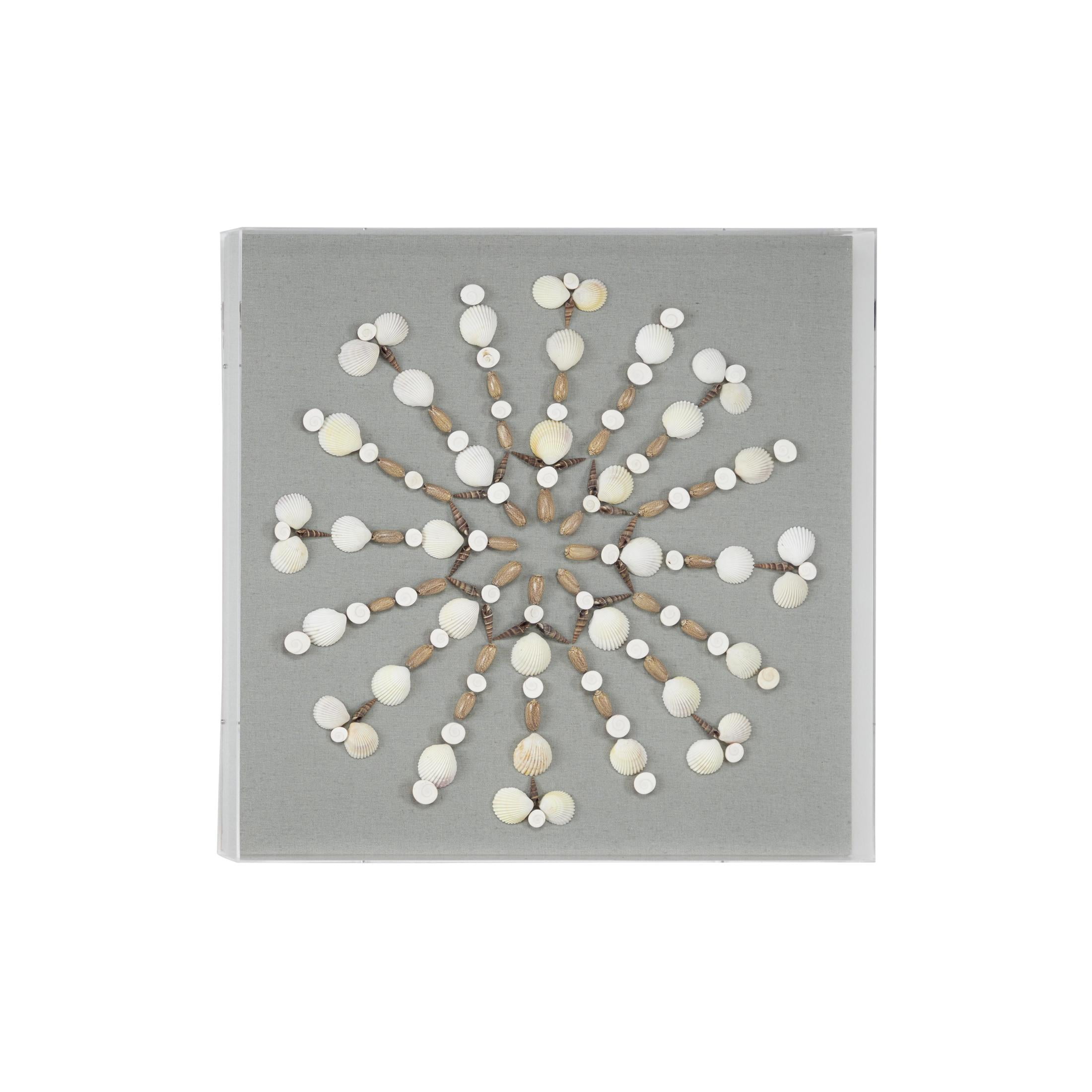 24" x 24" Clear Shell 3D Shadow Box with Gray Fabric Backing, by DecMode