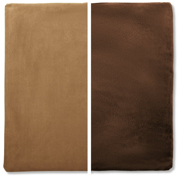 24" x 24" Cover Only Throw Pillowcase Reversible - Saddle Brown: 2 PCS / 4 Sided. Luxurious, Microsuede/Microplush Fabric - Softest / High Thread Count - Washable, Outstanding Beauty & Comfy