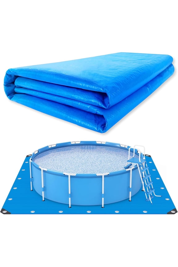 24 x 24 Ft Swimming Pool Ground Cloth Square Swimming Pool Liner Pad for Above Ground Swimming Pools Heavy Duty Pool Ground Mat Protector Pad Prevents Punctures Pool Tarp