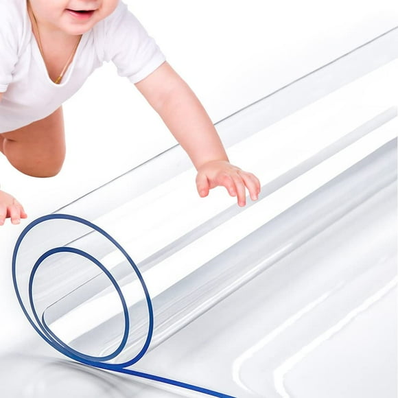 24 x 24 Inch 1.5mm Thick Transparent Desk Pad Mat Square Waterproof Clear Plastic Table Pad PVC Vinyl Tablecloth Wood Furniture Table Protector Cover for Dining Kitchen Coffee Drink Table
