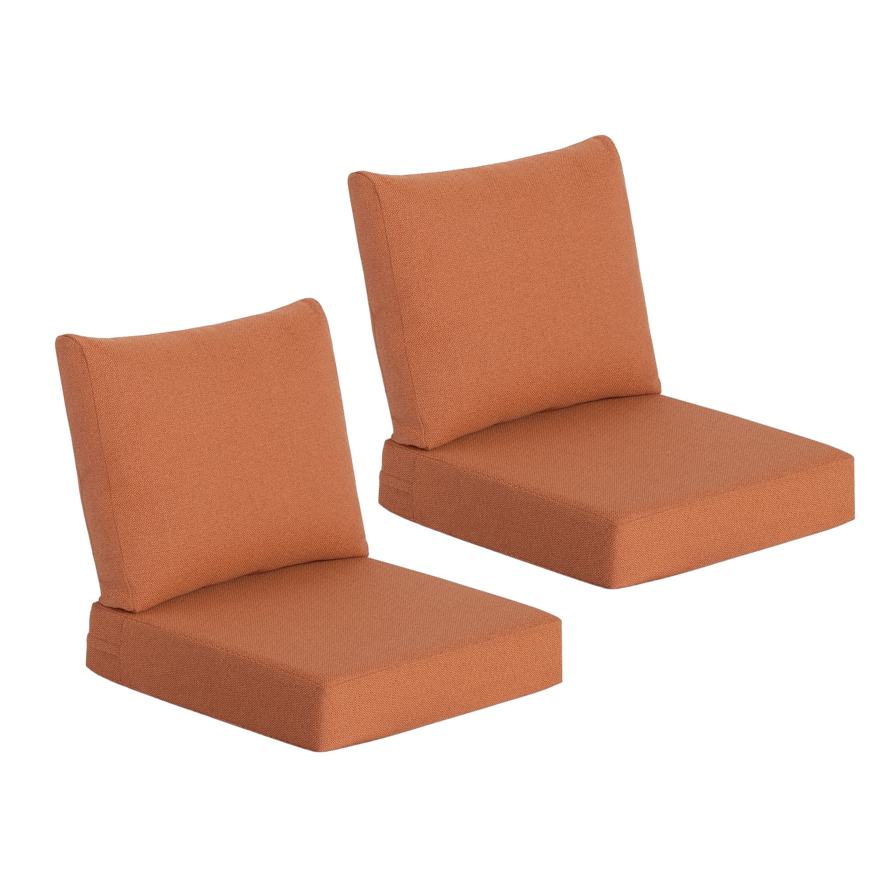 Goodgoods 24" x 24" Indoor & Outdoor Deep Seat Chair Cushions Set of 2, Water & Fade Resistant, Tangerine