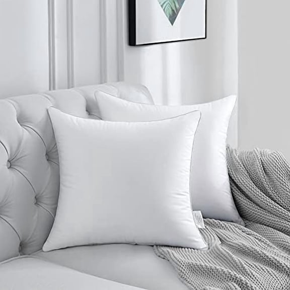24 x 24 Pillow Inserts - 24 Inch Decorative Square Sofa Throw Pillow with 100% Cotton Cover - White Pack of 2