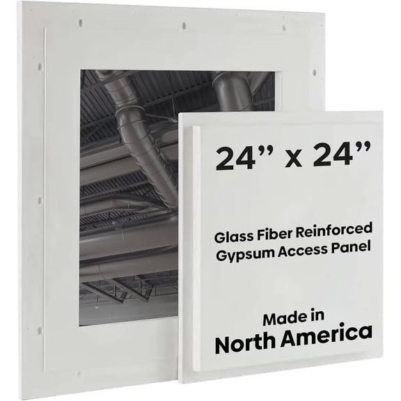24 x 24 Pop-Out Gypsum Access Panel with Glass Fiber Reinforced Square Corner, Light Weight Ceiling Access Panel, Easily Textured Access Door, No Shrinkage & Cracking, White