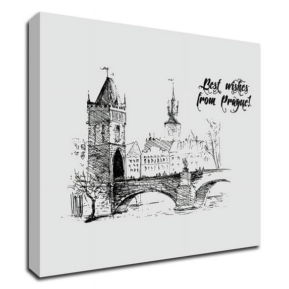24" x 24" Prague by TypeLike - Wall Art Print on Canvas Fabric Gray