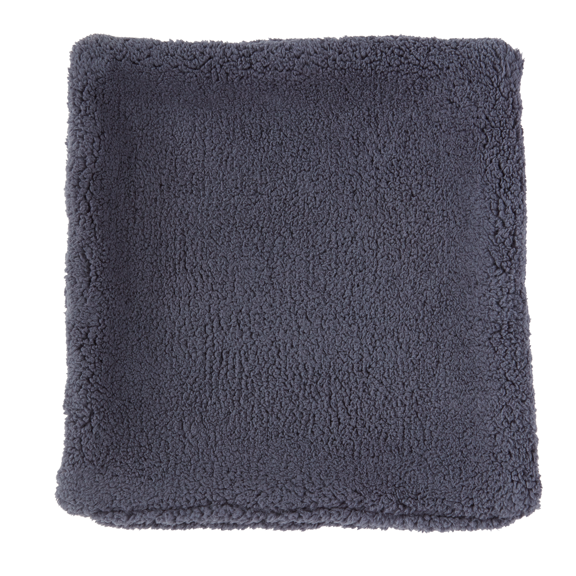 24 in. Square Sherpa Throw Pillow Cover in Blue Steel