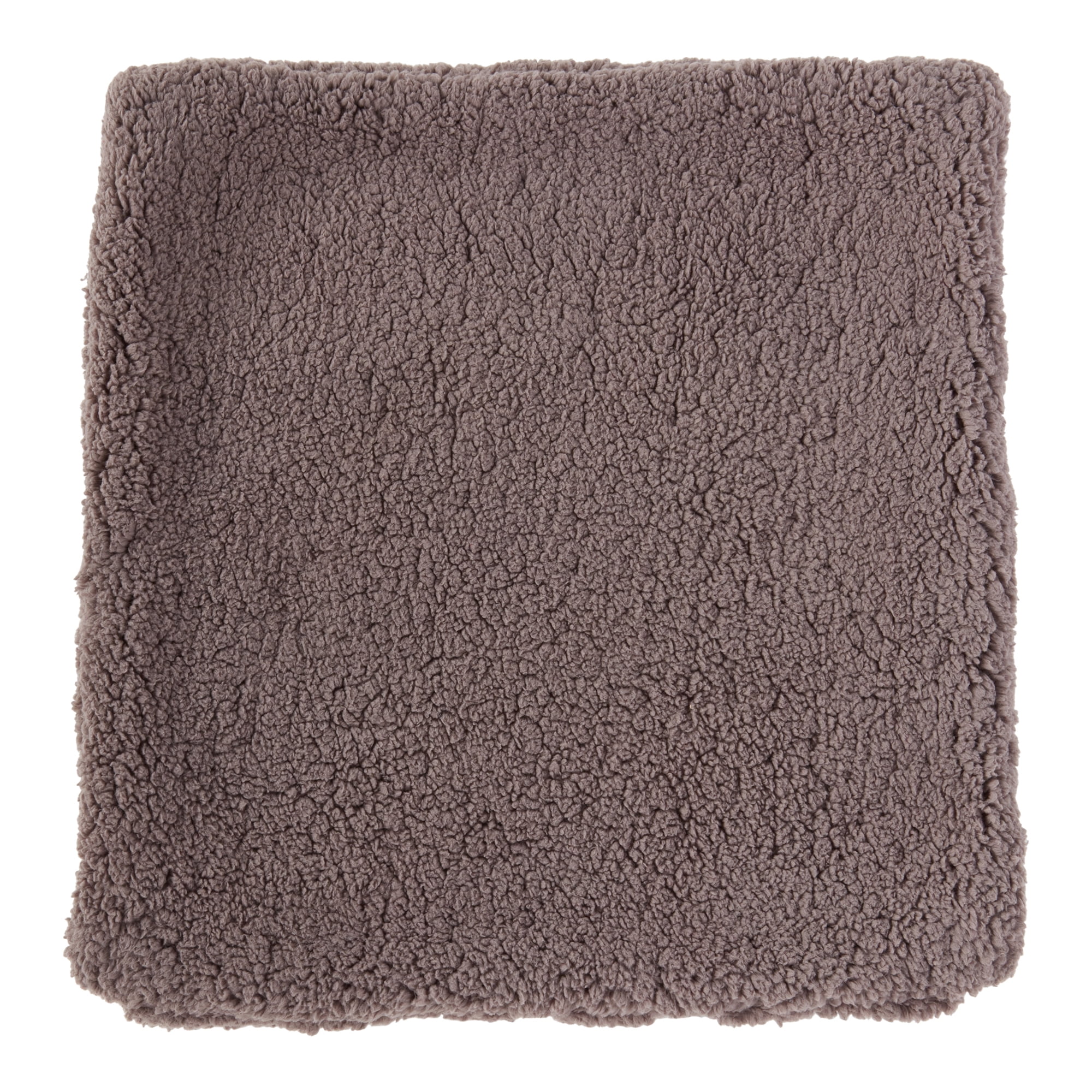 24" x 24" Sherpa Throw Pillow Cover in Fossil Gray