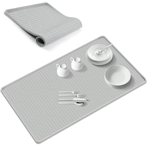 24" x 24" Silicone Dish Drying Mat for Kitchen Drying Kitchen Mat Versatile Silicone Mat for Dishes Non-Slip Drying Mat Fast Dry Kitchen Counter Drying Mat for Home Coffee Bar Accessories