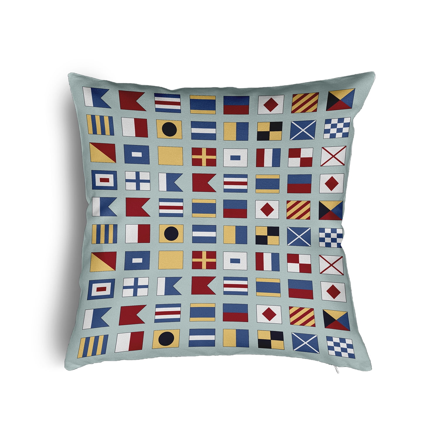 24" x 24" Simply Daisy Nautical Flags Poly Pillow with Zipper, Aqua Qty 1