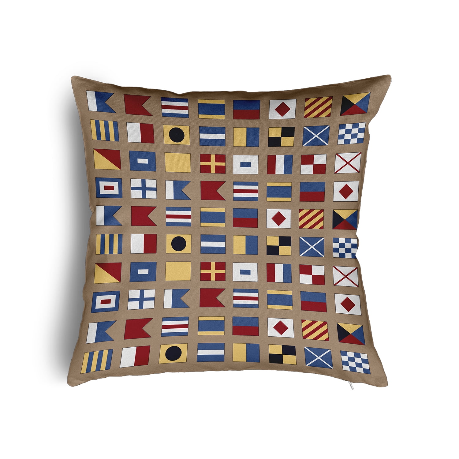24" x 24" Simply Daisy Nautical Flags Poly Pillow with Zipper, Taupe Qty 1