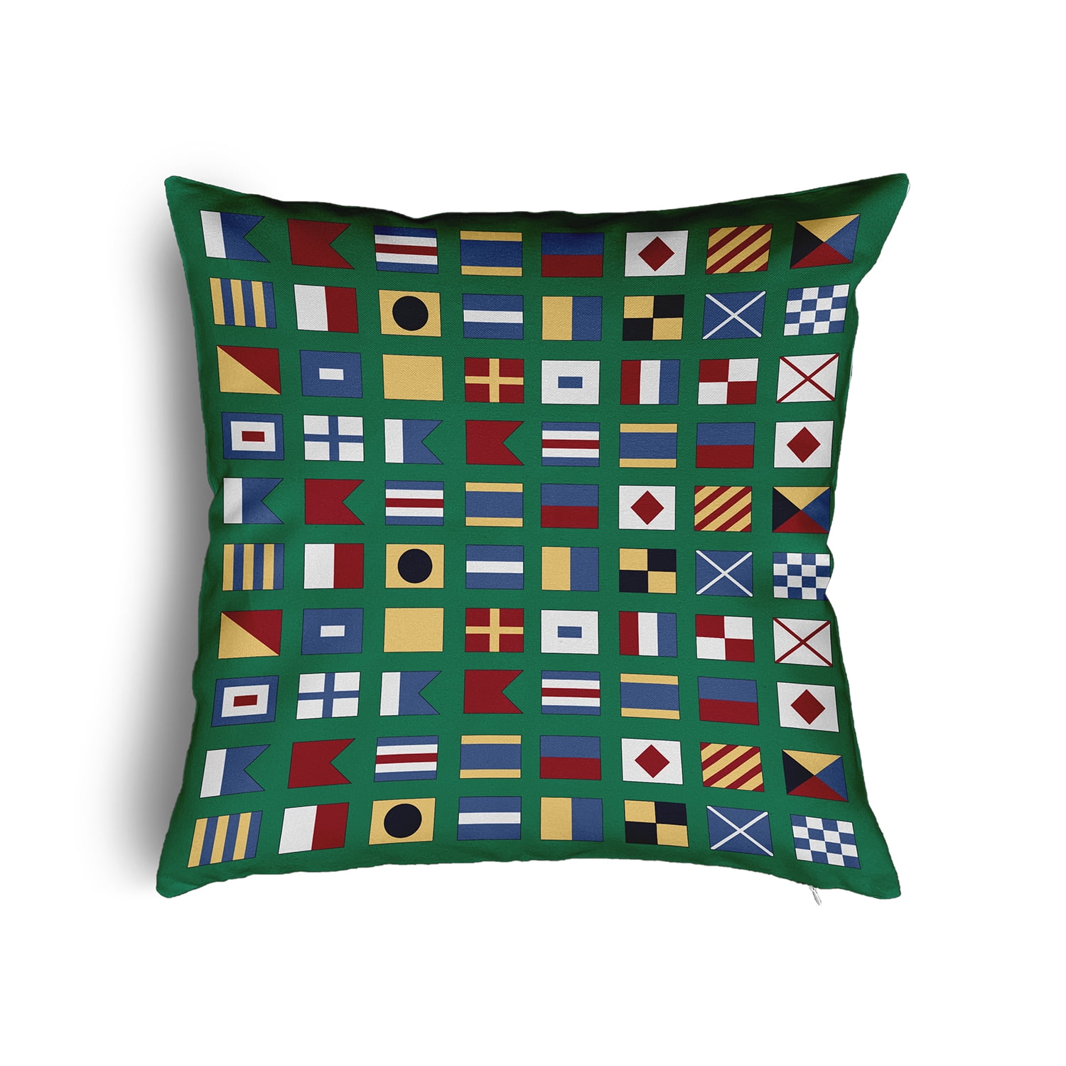 24" x 24" Simply Daisy Nautical Flags Poly Pillow with Zipper, True Mint Qty 1