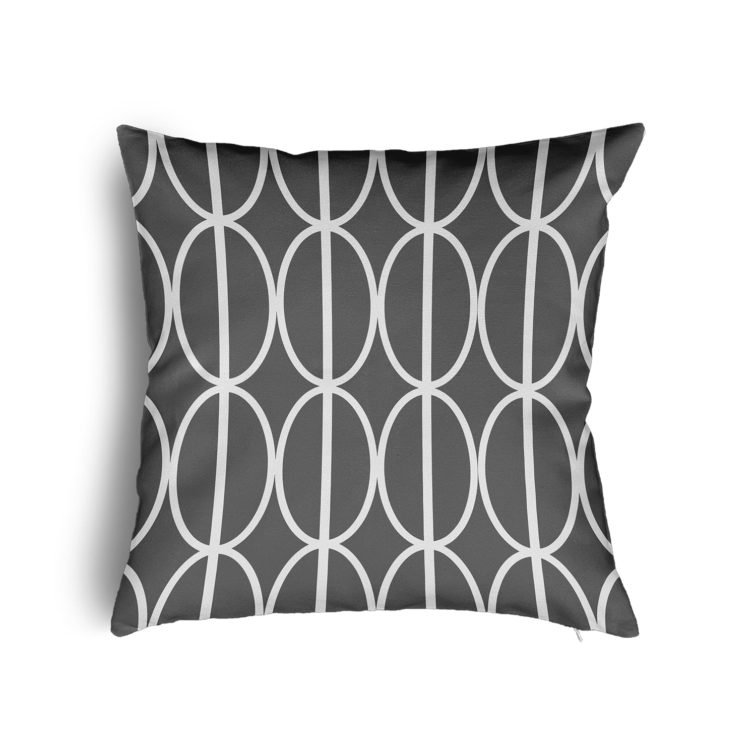 24" x 24" Simply Daisy Ovals Go 'Round Poly Pillow with Zipper, Steel Gray Qty 1
