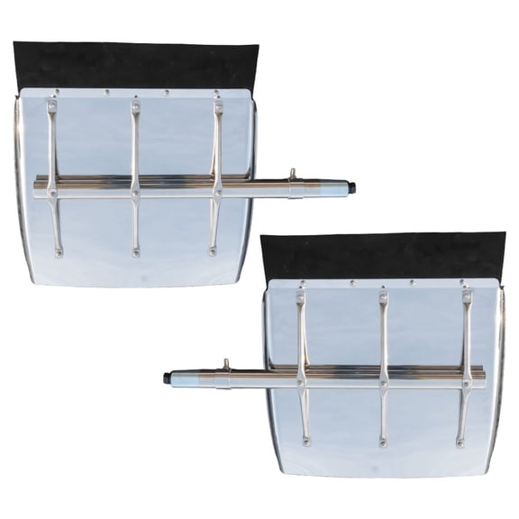 24" x 24" Stainless Steel Full-Brace Quarter Fender Set for 18-Wheelers & Semi Trailers Left & Right Pair, Polished Finish with Mounting Kit & Support Rods