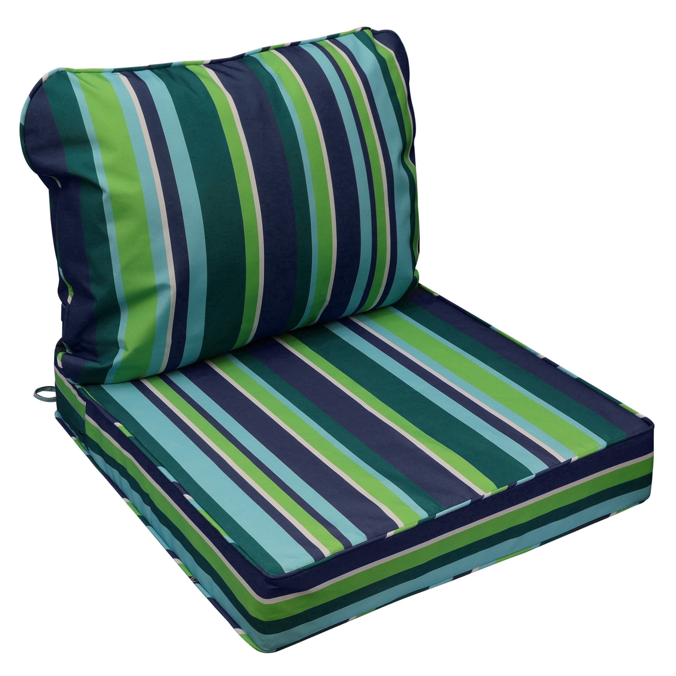 24 x 24 Waterproof Outdoor Deep Seat Cushion for Patio Furniture Cushion Replacement, Blue Green Stripes