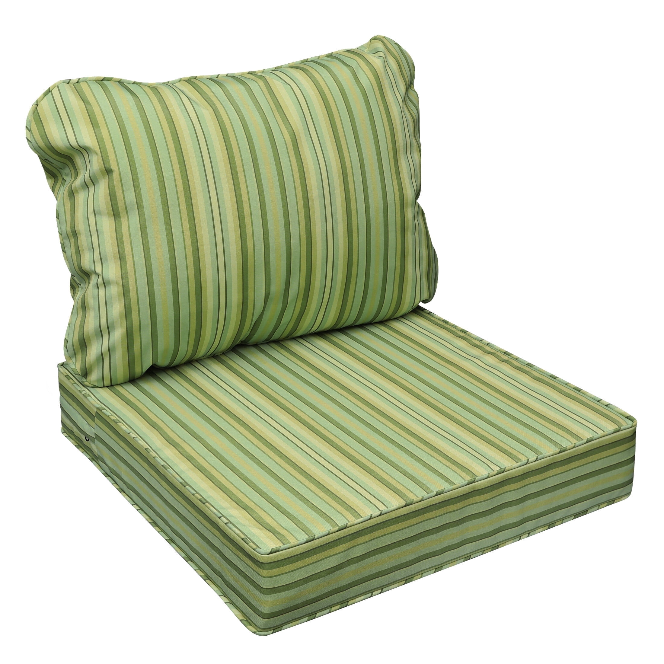 24 x 24 Waterproof Outdoor Deep Seat Cushion for Patio Furniture Cushion Replacement, Narrow Stripes Green