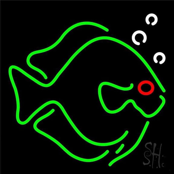 24 x 24 in. Fish Purple Border 1 Neon Sign - White, Red & Green,