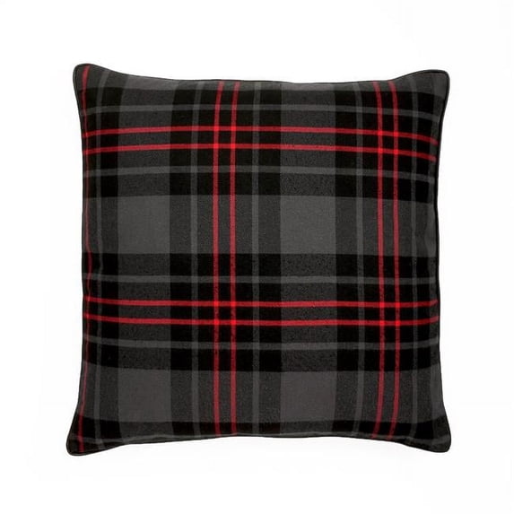 24 x 24 in.Tartan Plaid Pillow with Polyester Insert, Forest Green, Dark Gray, Black & Red