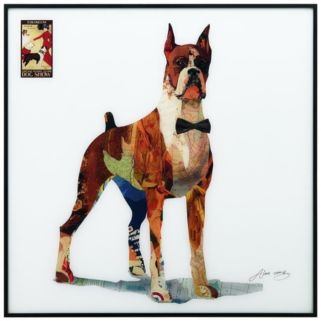 24 x 24 in. The Boxer Reverse Printed Glass Wall Art with Black ...