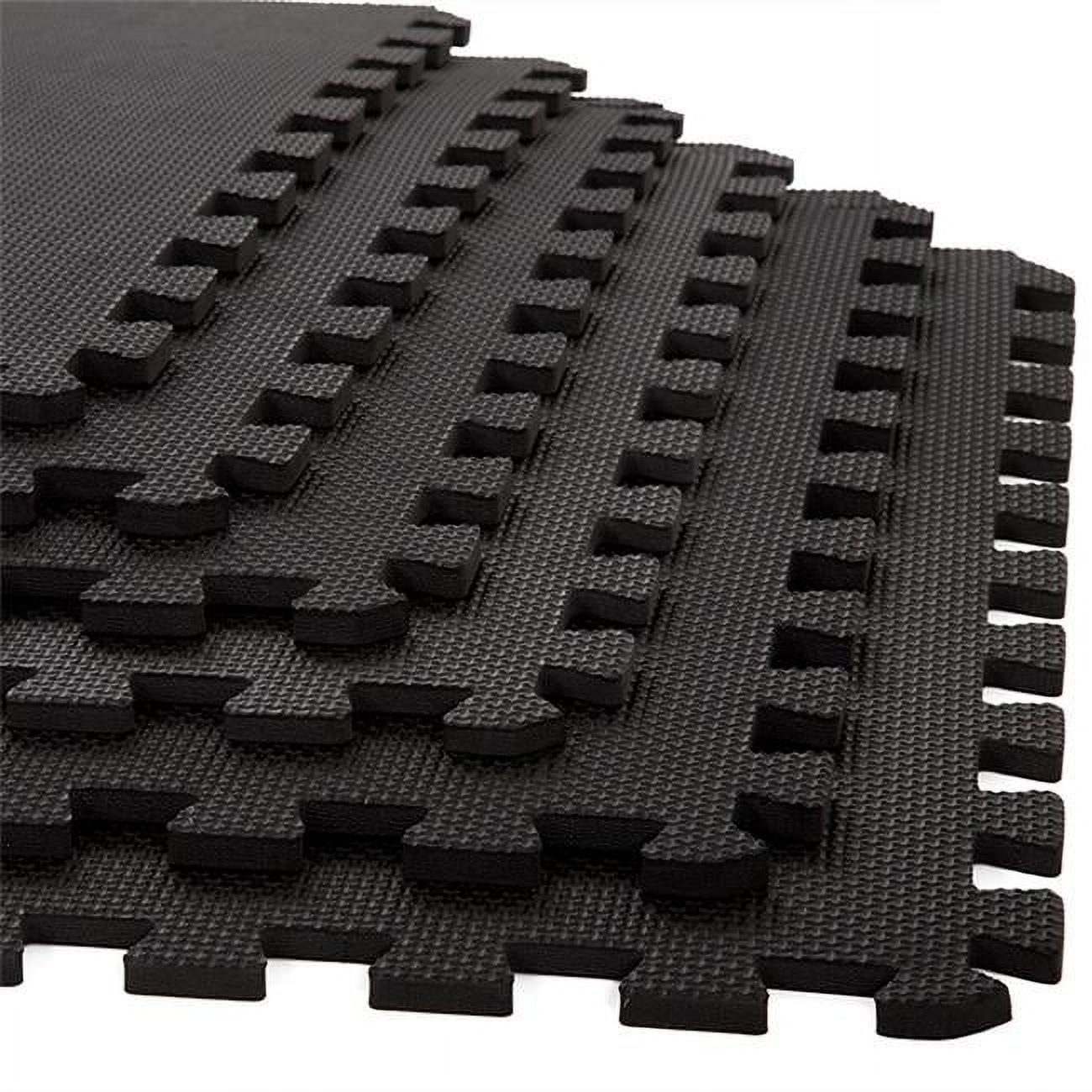 Black Interlocking EVA Foam Floor Mats, 25" x 25" Set of 6
