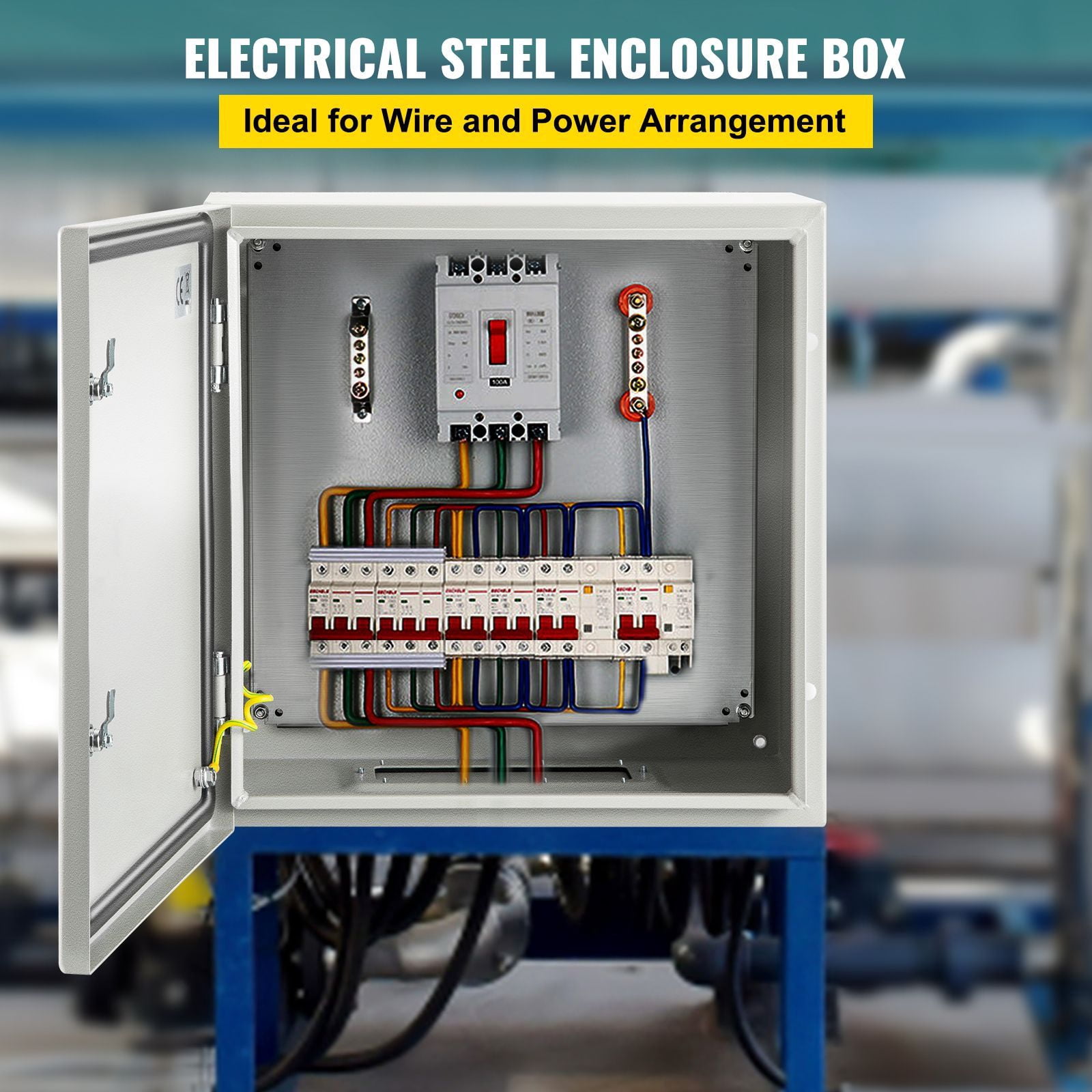 24 x 24 x 12 in NEMA Outdoor Electrical Enclosure Box, Detachable, NEMA Metal Case, IP66 Waterproof Grade, Reinforced Lock & Hinge, for outdoor indoor electrical wiring and equipment protection