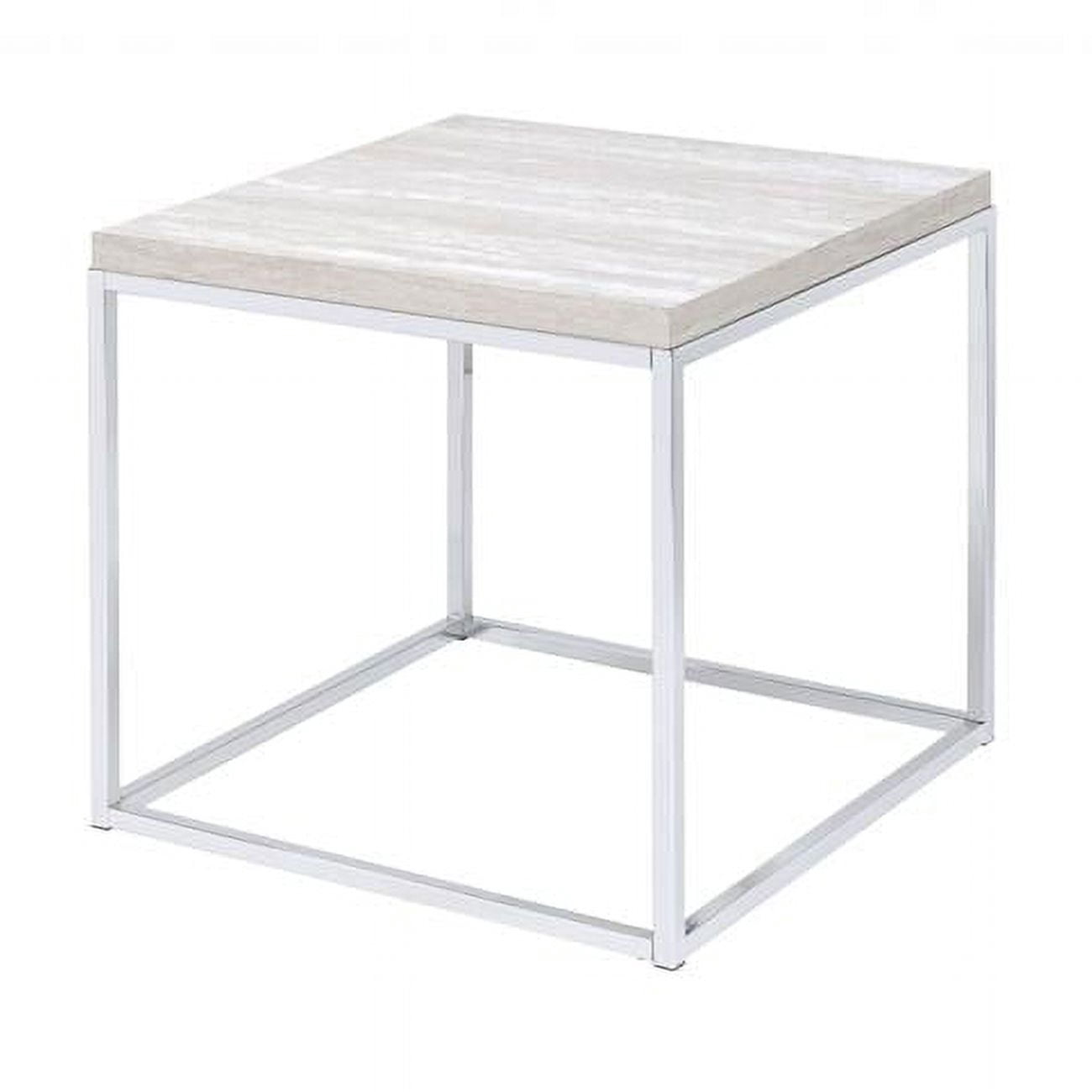 24 x 24 x 24 in. Chrome & White Oak Manufactured Wood & Metal Square ...