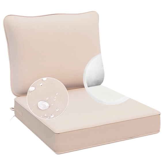 24x24 Waterproof Outdoor Deep Seat Cushion for Patio Furniture Cushion Replacement, Peachy Tan
