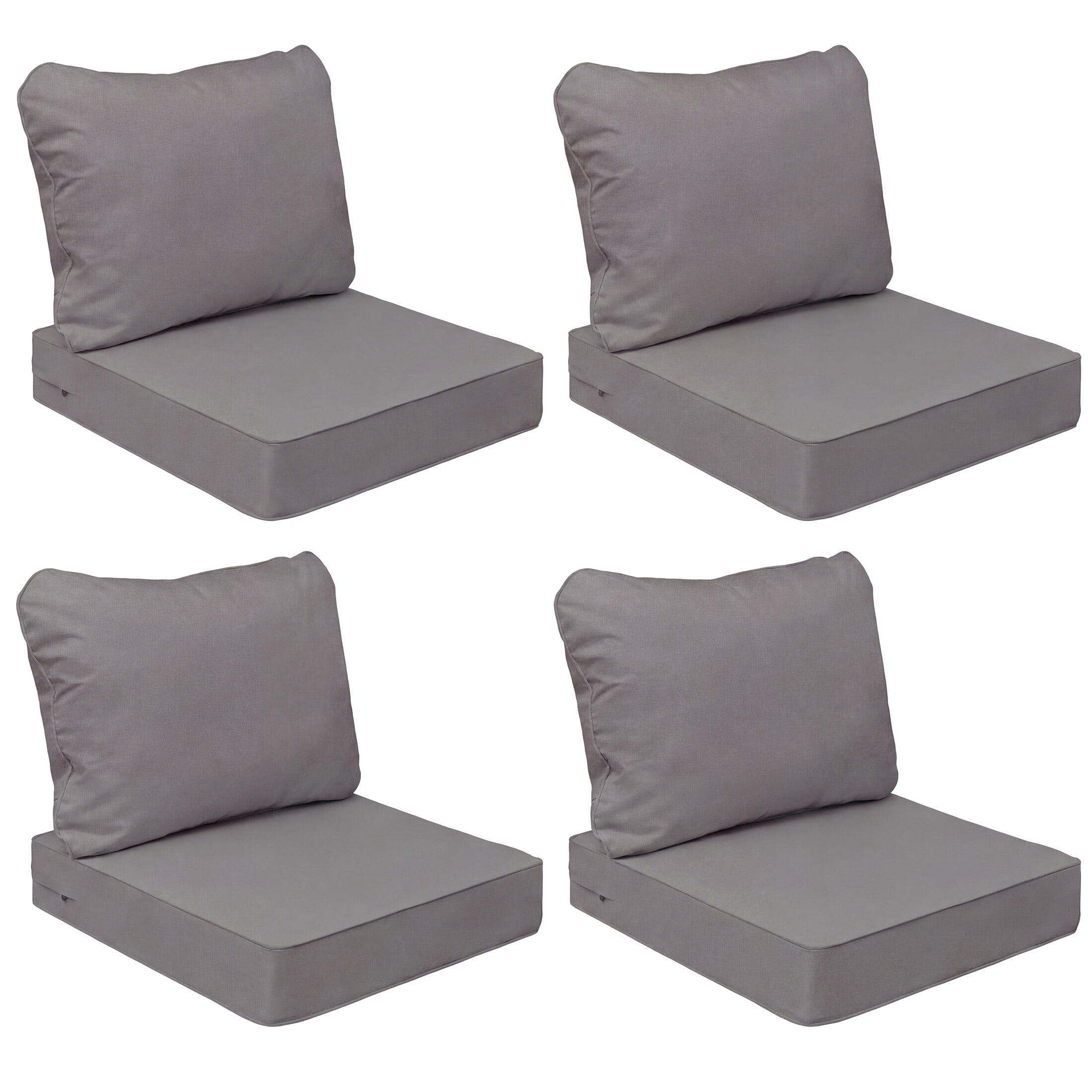 24 x 24 Waterproof Outdoor Deep Seat Cushion for Patio Furniture Cushion Replacement - Set of 4, Dark Gray