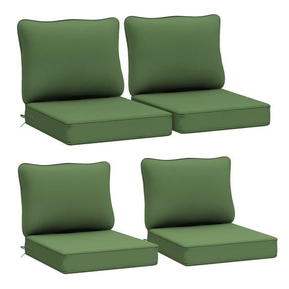 24x24 Waterproof Outdoor Deep Seat Cushion for Patio Furniture Cushion Replacement - Set of 4, Dark Moss Green