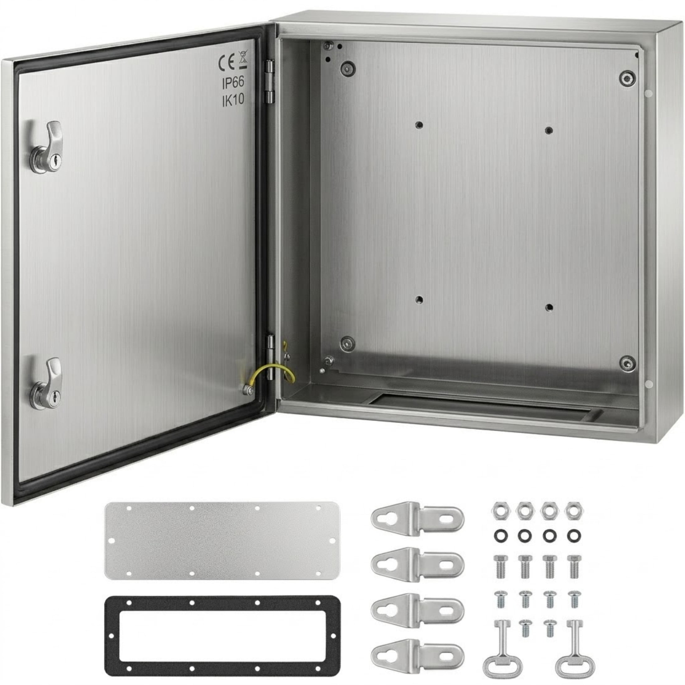 24" x 24" x 8" NEMA 4X Steel Electric Enclosure, IP66 Waterproof Metal Electrical Box with Mounting Plate, Indoor/Outdoor Use
