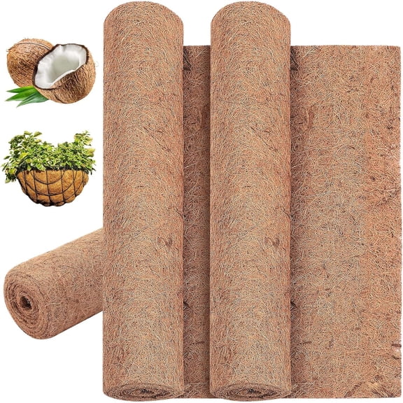 24 x 240 Inch Natural Coconut Liners for Planters Coco Coir Liner Sheet Planter Window Box Flower Basket Garden Decoration Insulation Coconut Mat for Home Flower Pots Reptile Carpet Decor