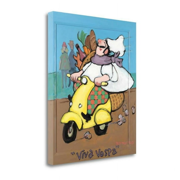 24" x 28" Viva Vespa By Robert Dewar Bentley- Print on Canvas Fabric Multi-Color