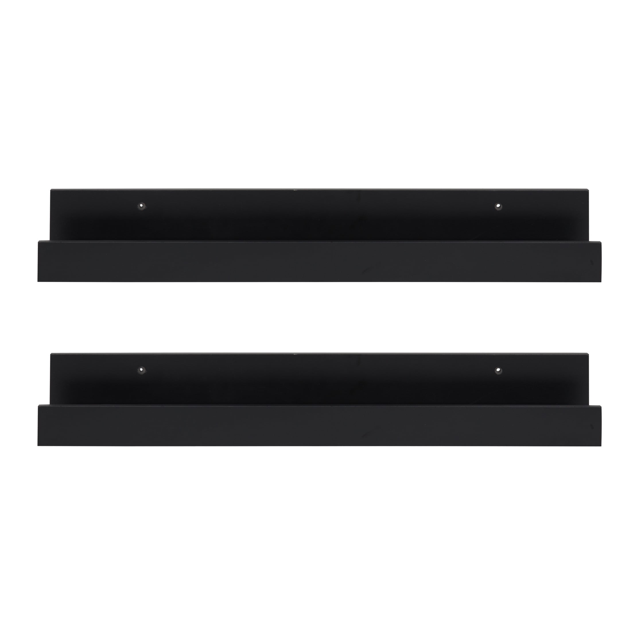 Sleek Black 24" Modern Floating Wall Shelf Set - 2 Pack