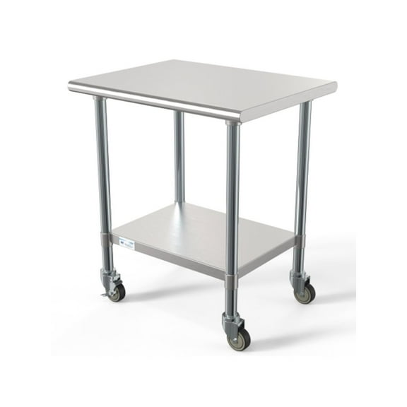 24" x 30" 18-Gauge 304 Stainless Steel Commercial Work Table with Casters.