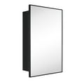 thumbnail image 1 of 24'' x 30'' Black Recessed and Surface Mount Bathroom Medicine Cabinet with Mirror Matt Black Square Cornered Metal Framed Rounded Rectangle Medicine Cabinet Mirror, 1 of 9