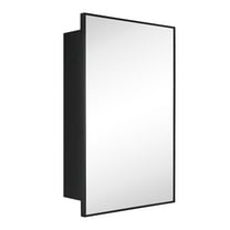 24'' x 30'' Black Recessed and Surface Mount Bathroom Medicine Cabinet with Mirror Matt Black Square Cornered Metal Framed Rounded Rectangle Medicine Cabinet Mirror